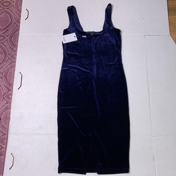 SOLD Bardot Deep Blue Velvet Tank Style Dress NEW - Picture 4 of 6